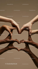 Diverse Hands Forming Heart Shape in Unity