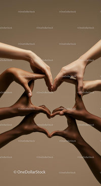 Diverse Hands Forming Heart Shape in Unity
