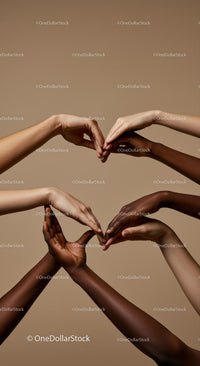 Diverse Hands Forming Heart Shape in Unity