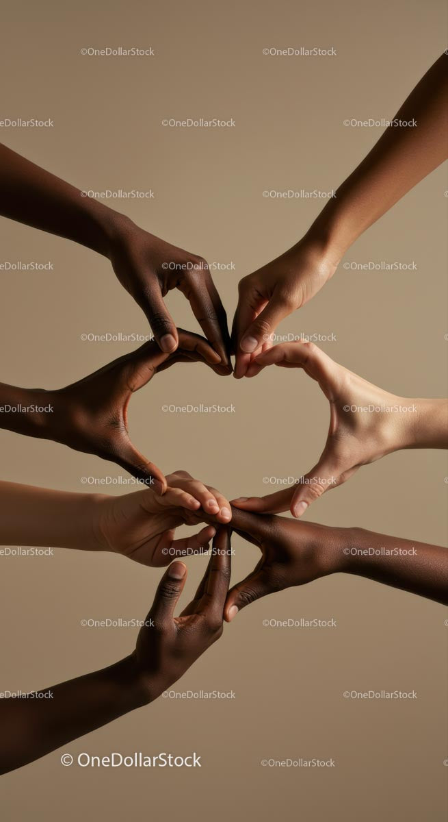 Diverse Hands Creating Heart Shape Together