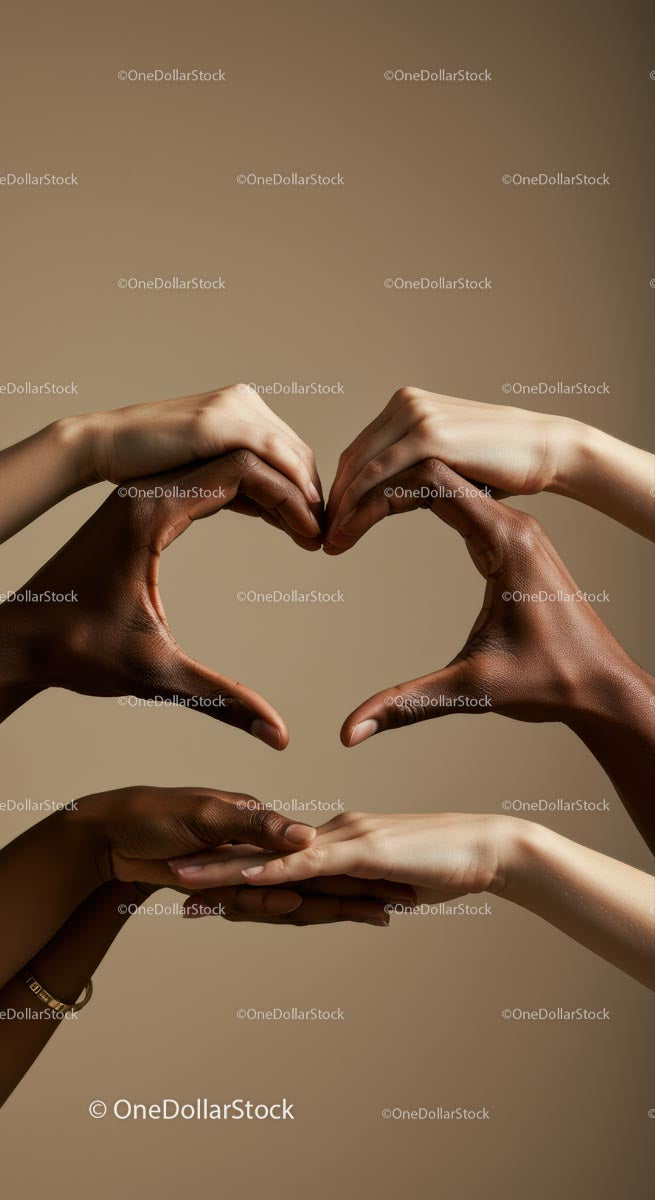 Diverse Hands Creating Heart Symbol