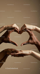 Diverse Hands Forming Heart Shape in Unity