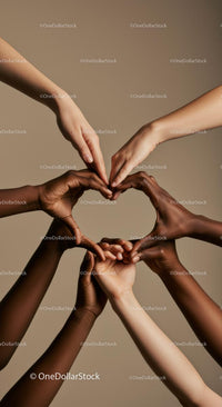 Multicultural Hands Forming a Heart for Unity and Diversity