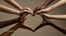 Diverse Hands Forming Heart Symbol of Unity
