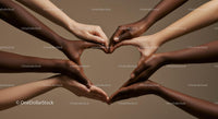 Diverse Hands Forming a Heart for Unity and Cooperation