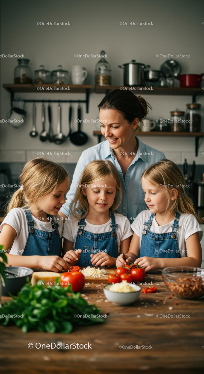 Family Cooking Together with Fresh Ingredients (12 Images)