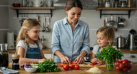 Family Cooking Together with Fresh Ingredients