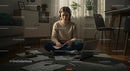 Young Woman Studying at Home in Cozy Living Room