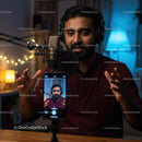 Podcaster Engaged in Professional Recording Session at Home