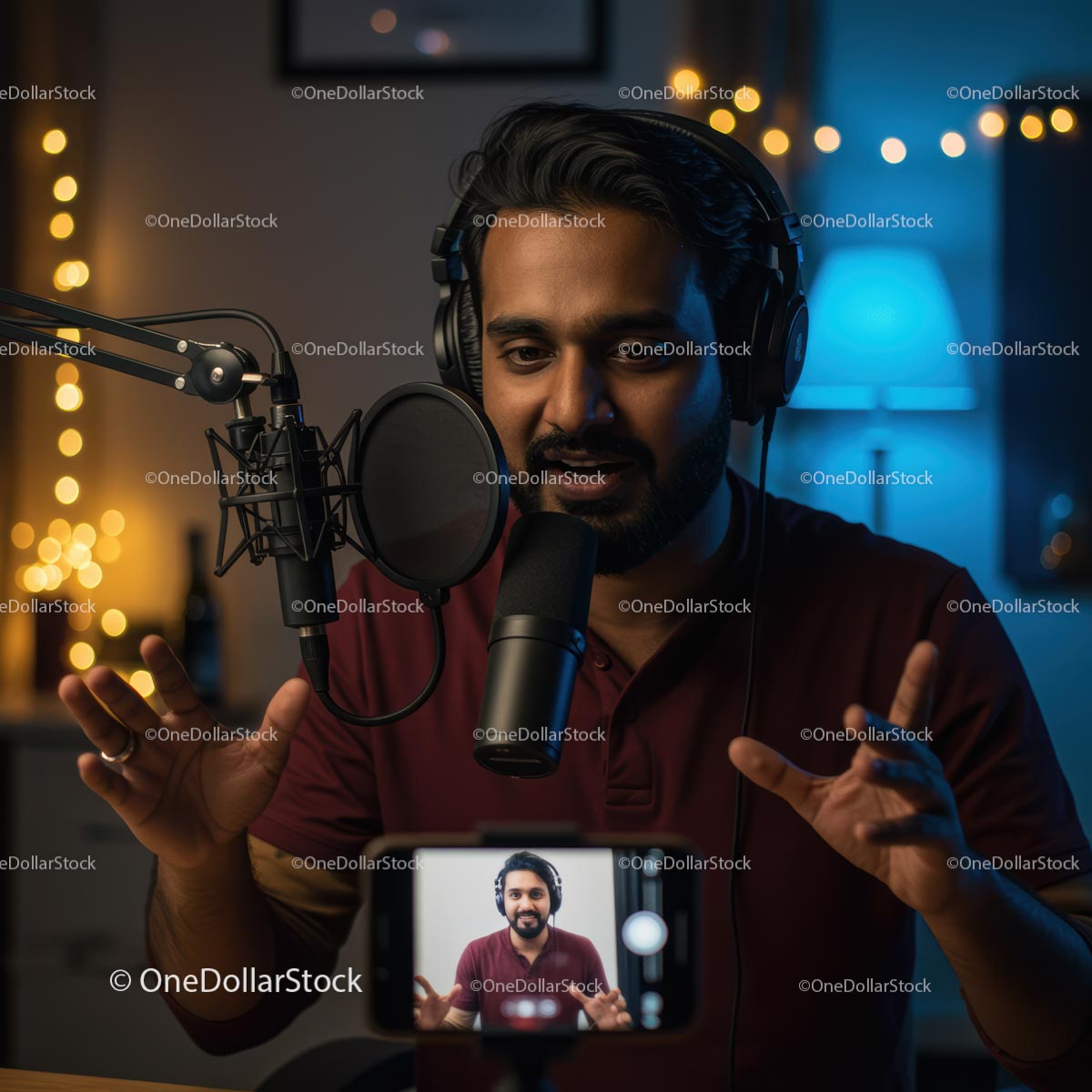 Podcast Host Recording in Professional Studio Setup