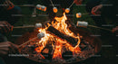 Campfire Gathering with Marshmallows Roasting