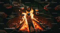 Marshmallows Toasting Over a Cozy Campfire at Night