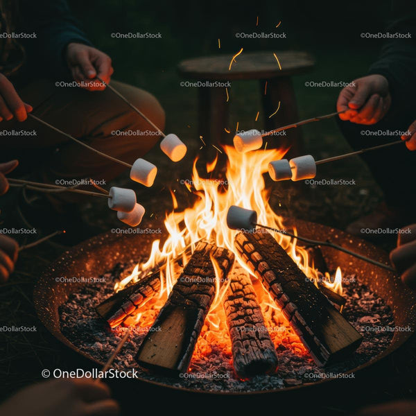 Pieczenie pianek na ognisku w przytulnym plenerze