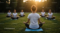 Women Meditating Outdoors in Evening Sunlight