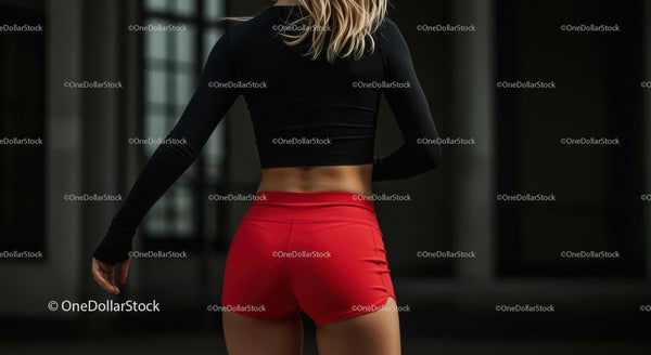 Active Woman in Red Shorts at the Gym