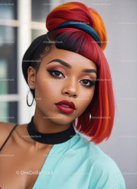 Vibrant Portrait of Fashionable Woman with Colorful Hair