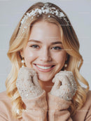 Cheerful Blonde Woman in Cozy Winter Fashion