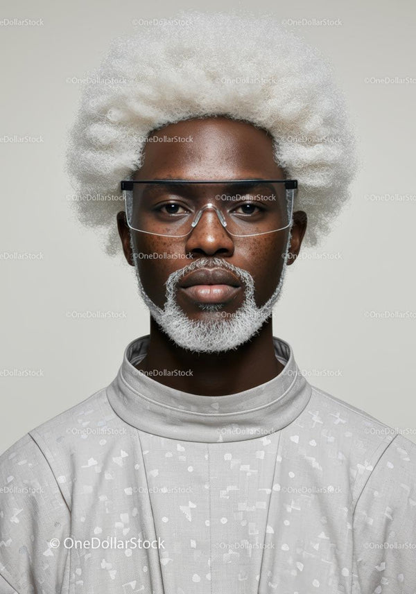 Futurystyczny portret mody z afro i okularami