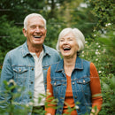 Joyful Senior Couple Laughing Together in Nature