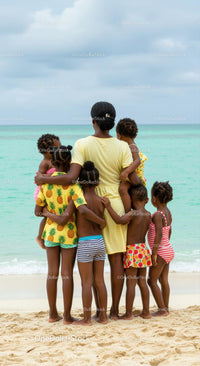 Family Enjoying a Beach Day by the Ocean
