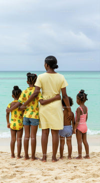Family Enjoying a Day at the Tropical Beach