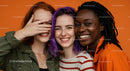 Three Joyful Women Enjoying a Cheerful Moment Together