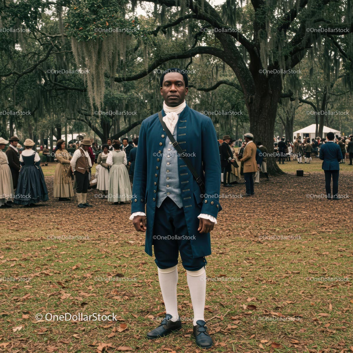 18th Century Reenactment with Group in Historical Attire
