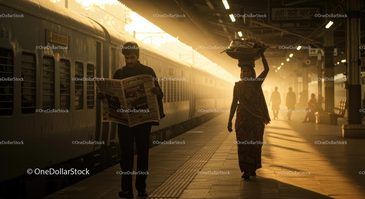 Morning Routine at a Bustling Train Station