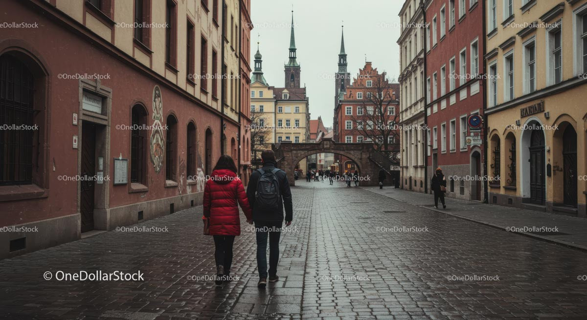 Romantic Stroll Through Historic European Cityscape