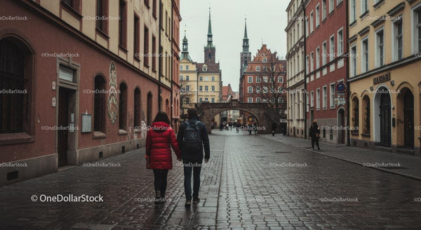 Romantic Stroll Through Historic European Cityscape