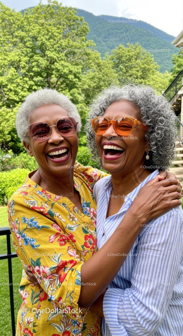 Joyful Senior Friends Embracing Outdoors in Summer