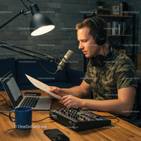 Professional Podcaster Recording in Modern Studio