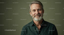 Smiling Mature Man with Grey Beard and Casual Style