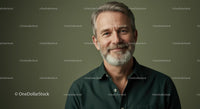 Smiling Mature Man with Grey Beard and Casual Style