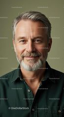 Portrait of a Smiling Mature Man in Blue Shirt