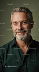 Confident Mature Man with Gray Hair and Beard Smiling