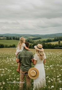 Family Enjoying Scenic Countryside in Summer