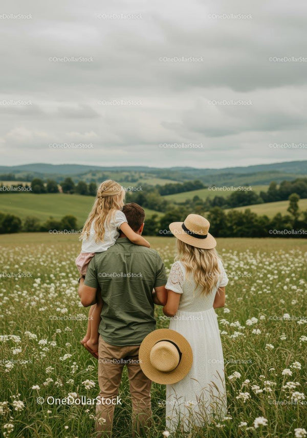 Family Enjoying Scenic Countryside in Summer