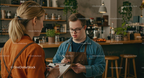 Przyjazny Barista Przyjmujący Zamówienie Klienta w Przytulnej Kawiarni
