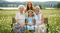 Three Generations Enjoying Time in a Daisy Field
