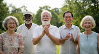 Joyful Senior Group Enjoying Time Outdoors Together