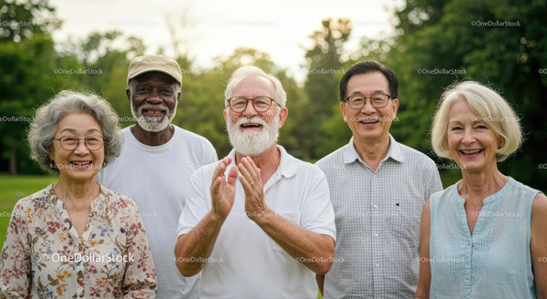 Diverse Group of Happy Seniors Enjoying Outdoor Gathering