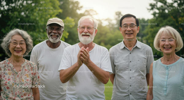 Joyful Group of Diverse Seniors in Nature Setting