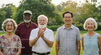 Happy Diverse Seniors Enjoying a Sunny Day Outdoors