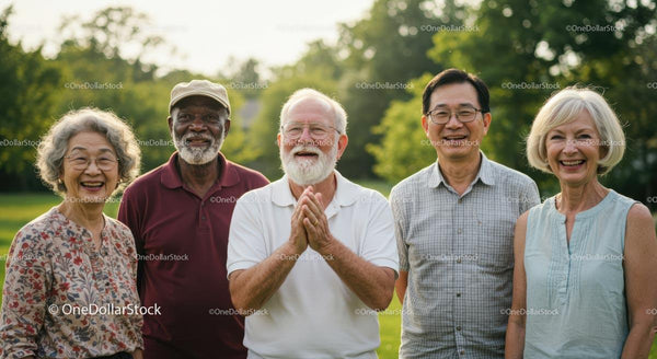 Senior Friends Enjoying a Sunny Day in Nature