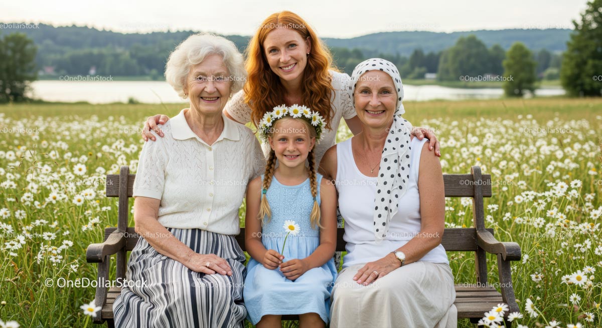 Portret rodzinny pokoleń w Daisy Field