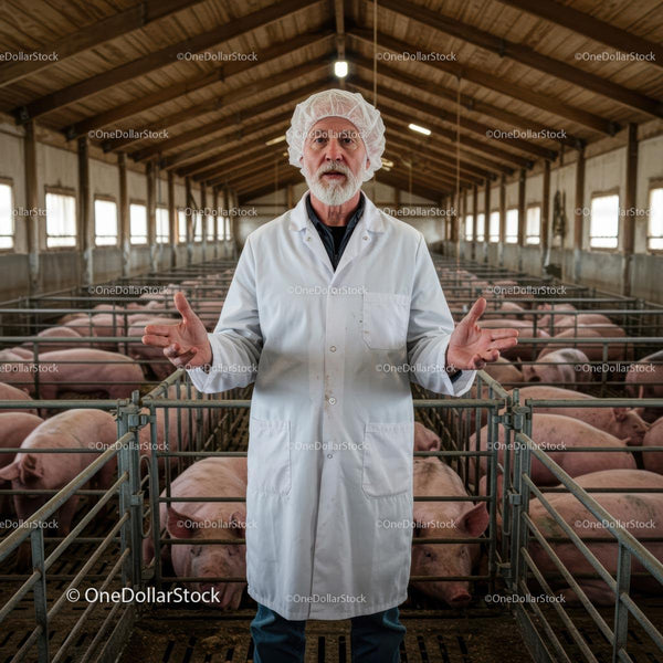 Veterinarian Conducting Inspection at Pig Farm