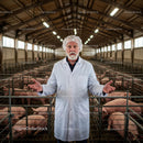 Veterinarian Inspecting Pigs in Modern Farm Barn