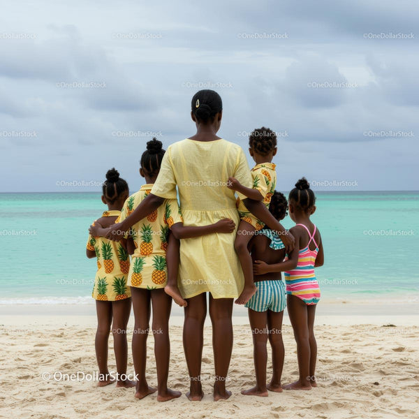 Family Enjoying a Day at the Tropical Beach
