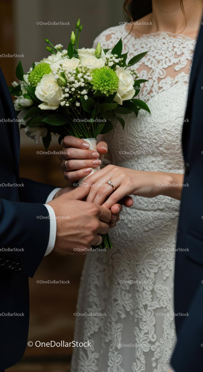 Romantyczna ceremonia ślubna z eleganckim bukietem ślubnym